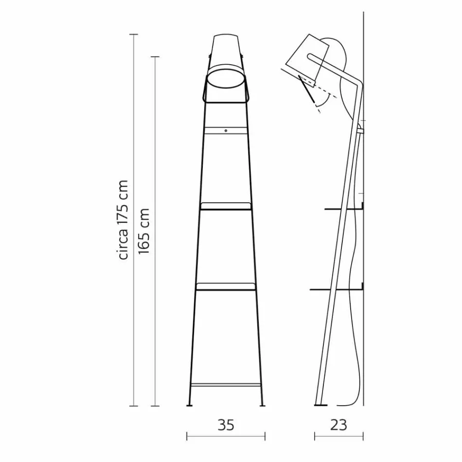 Lounge Floor Lamp in White or Matt Black Metal with Shelves - Butler Viadurini