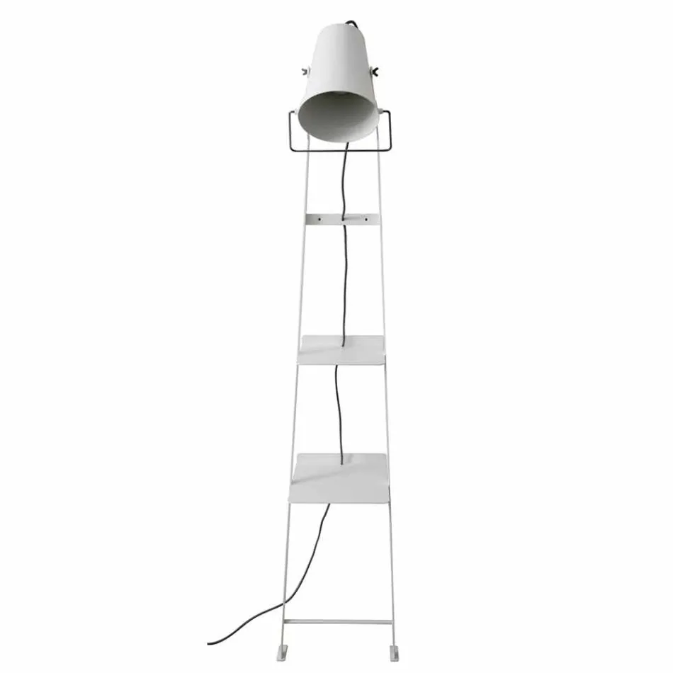 Lounge Floor Lamp in White or Matt Black Metal with Shelves - Butler Viadurini