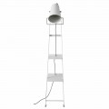 Lounge Floor Lamp in White or Matt Black Metal with Shelves - Butler