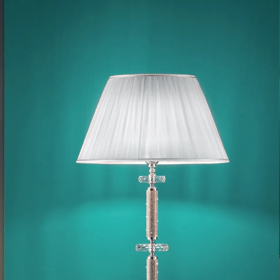 Classic Design Floor Lamp in Chrome, Crystal and Brilliant Metal - Sisifo Viadurini