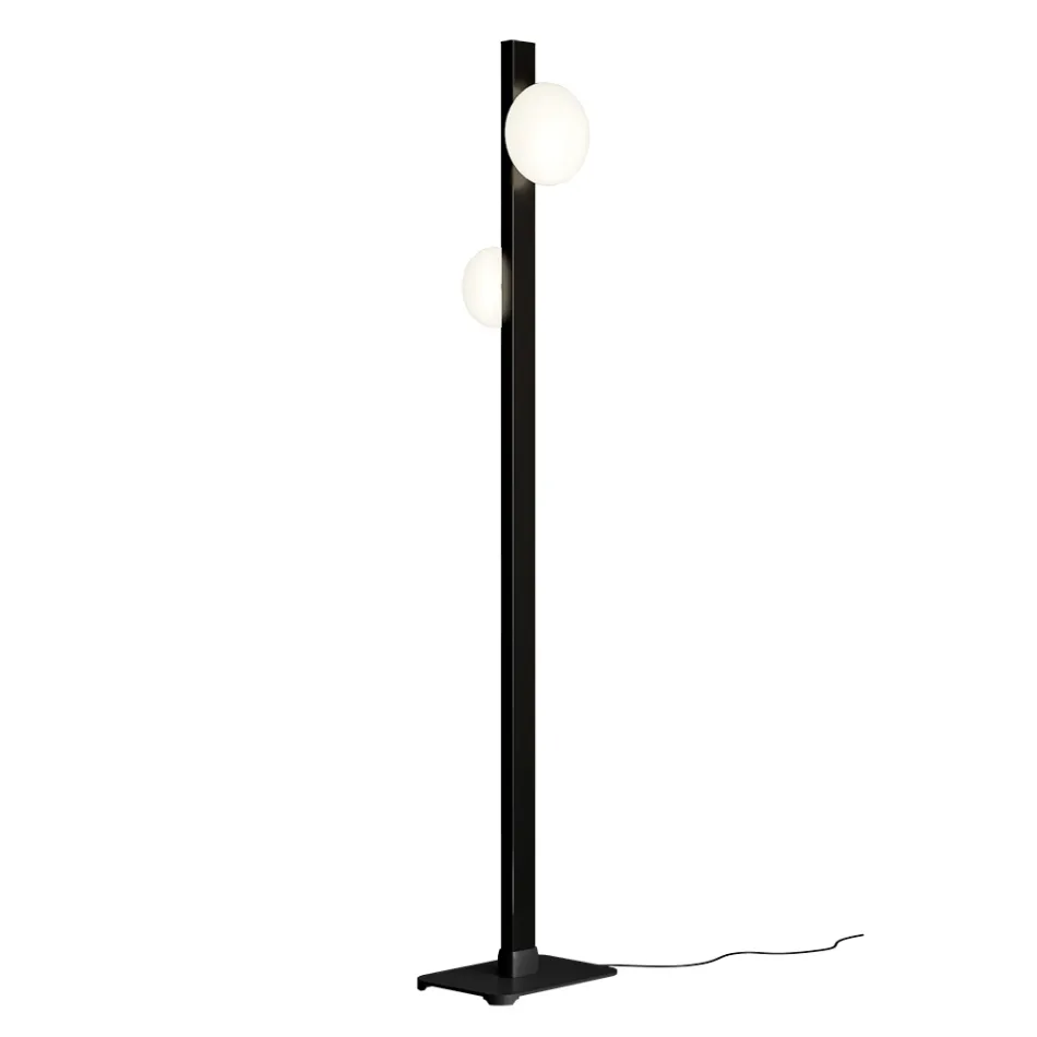 Alma Floor Lamp in Aluminium and White Blown Glass Light Viadurini