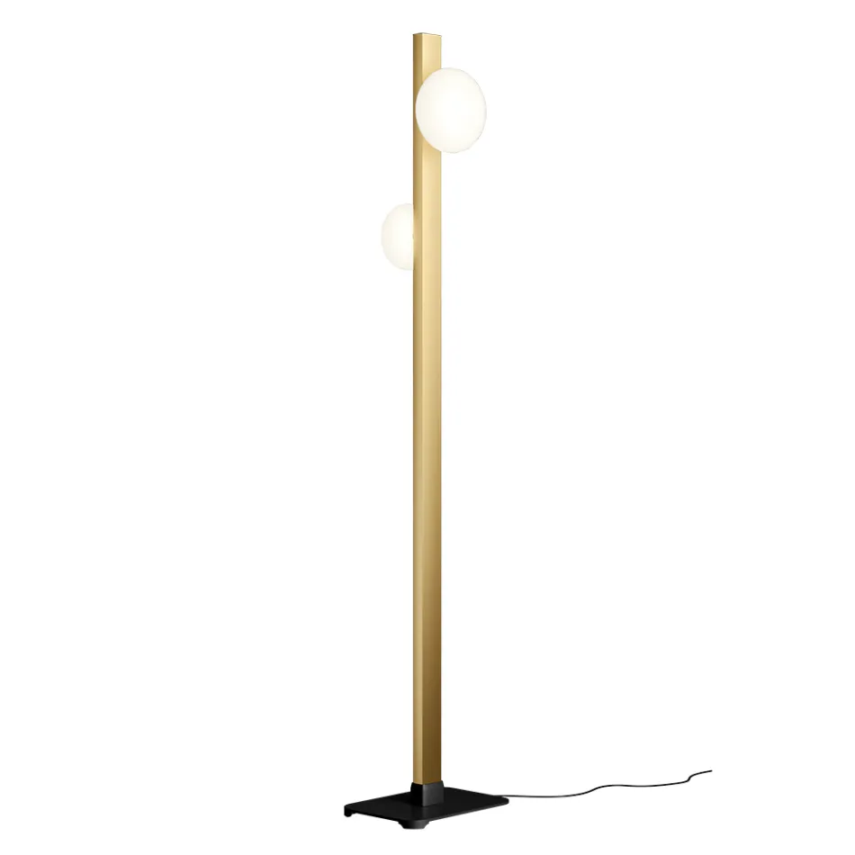 Alma Floor Lamp in Aluminium and White Blown Glass Light Viadurini