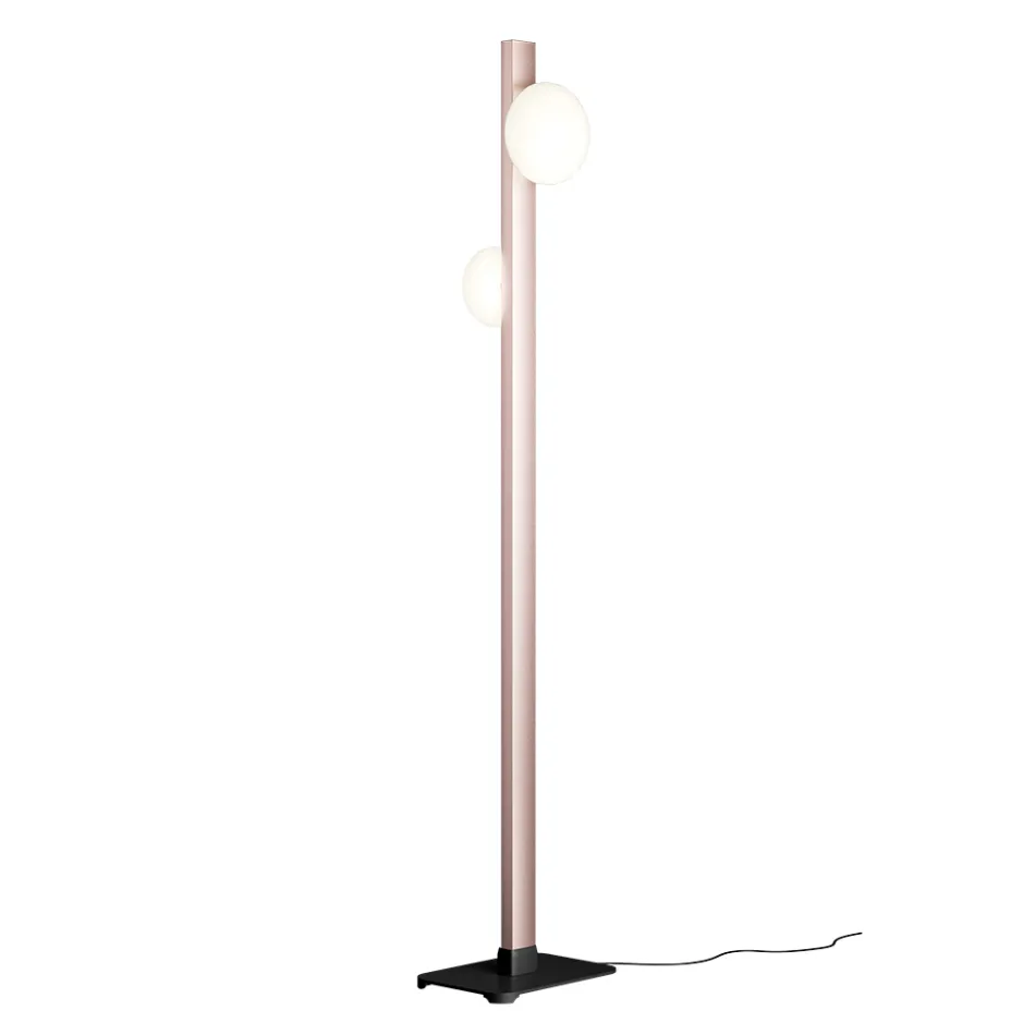 Alma Floor Lamp in Aluminium and White Blown Glass Light Viadurini