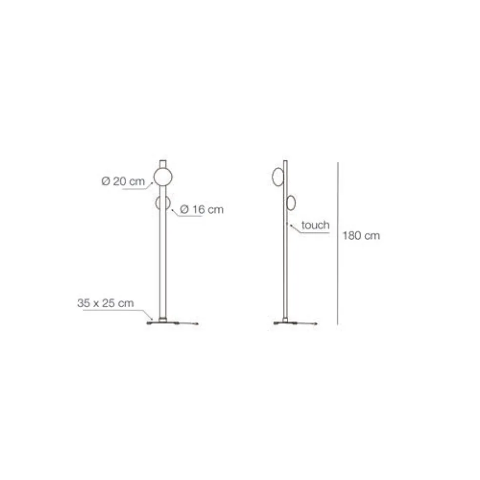 Alma Floor Lamp in Aluminium and White Blown Glass Light Viadurini