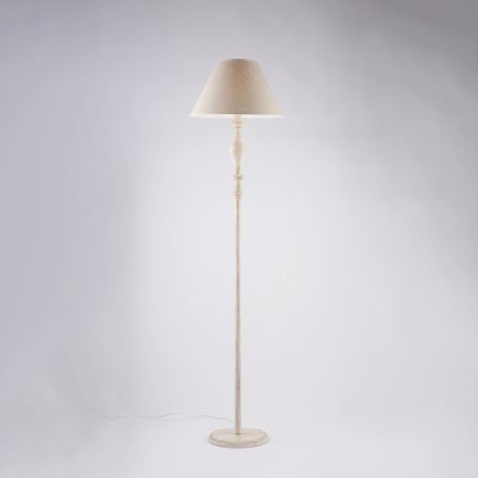 Wooden and Iron Floor Lamp and Lampshade Made in Italy for Interior Decorating - Tuscany Viadurini