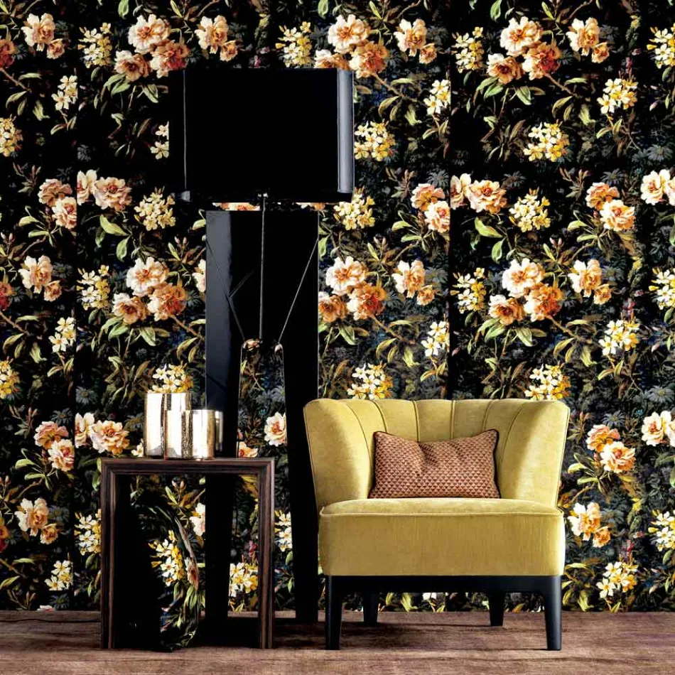 Floor lamp made of wood and fabric Grilli Zarafa made in Italy Viadurini