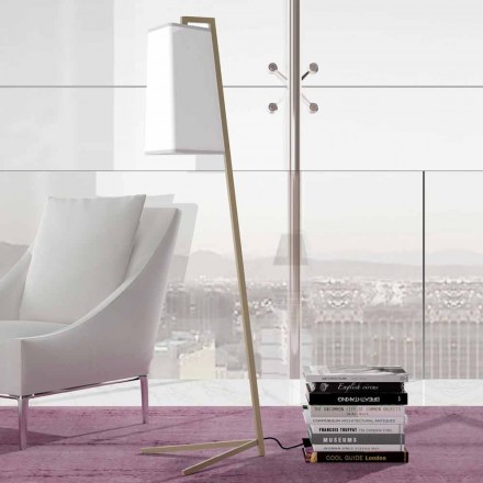 Metal Floor Lamp with Modern White Cotton Lampshade Made in Italy - Barton Viadurini