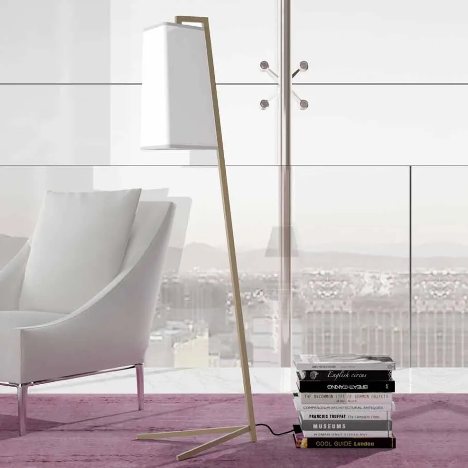 Metal Floor Lamp with Modern White Cotton Lampshade Made in Italy - Barton Viadurini