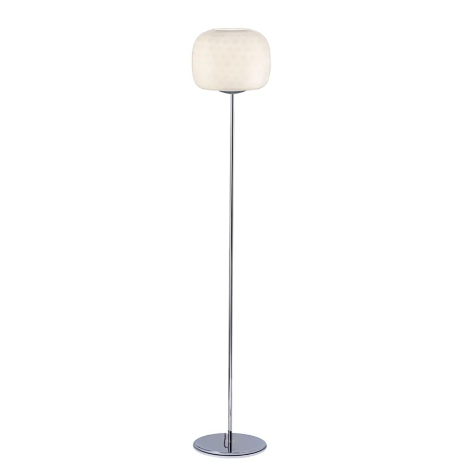 Glass Floor Lamp with Two Finishes and a Metal Frame Made in Italy - Brera Viadurini