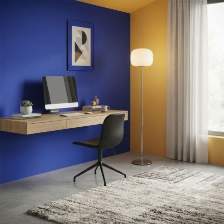 Glass Floor Lamp with Two Finishes and a Metal Frame Made in Italy - Brera Viadurini