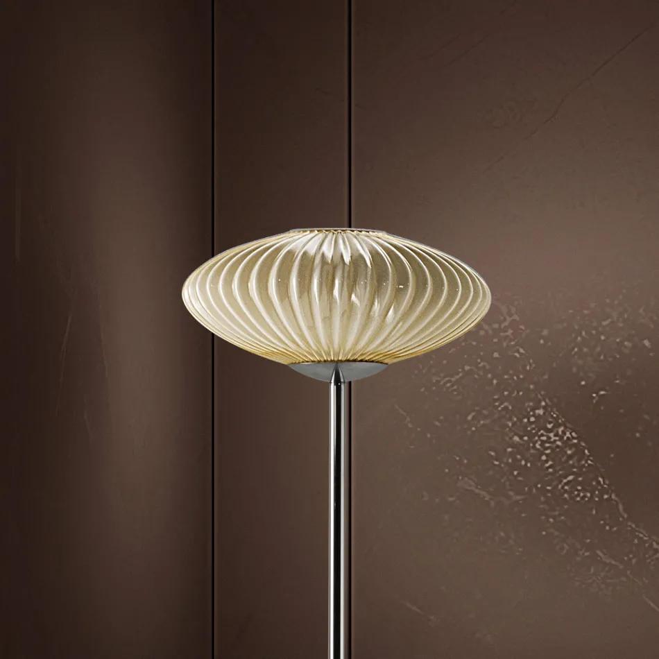 Ribbed and Hand Blown Venetian Glass Floor Lamp - Dafne Viadurini