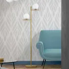 Modern Floor Lamp in Metal Brass Finish and Opal Glass Made in Italy - Carima Viadurini