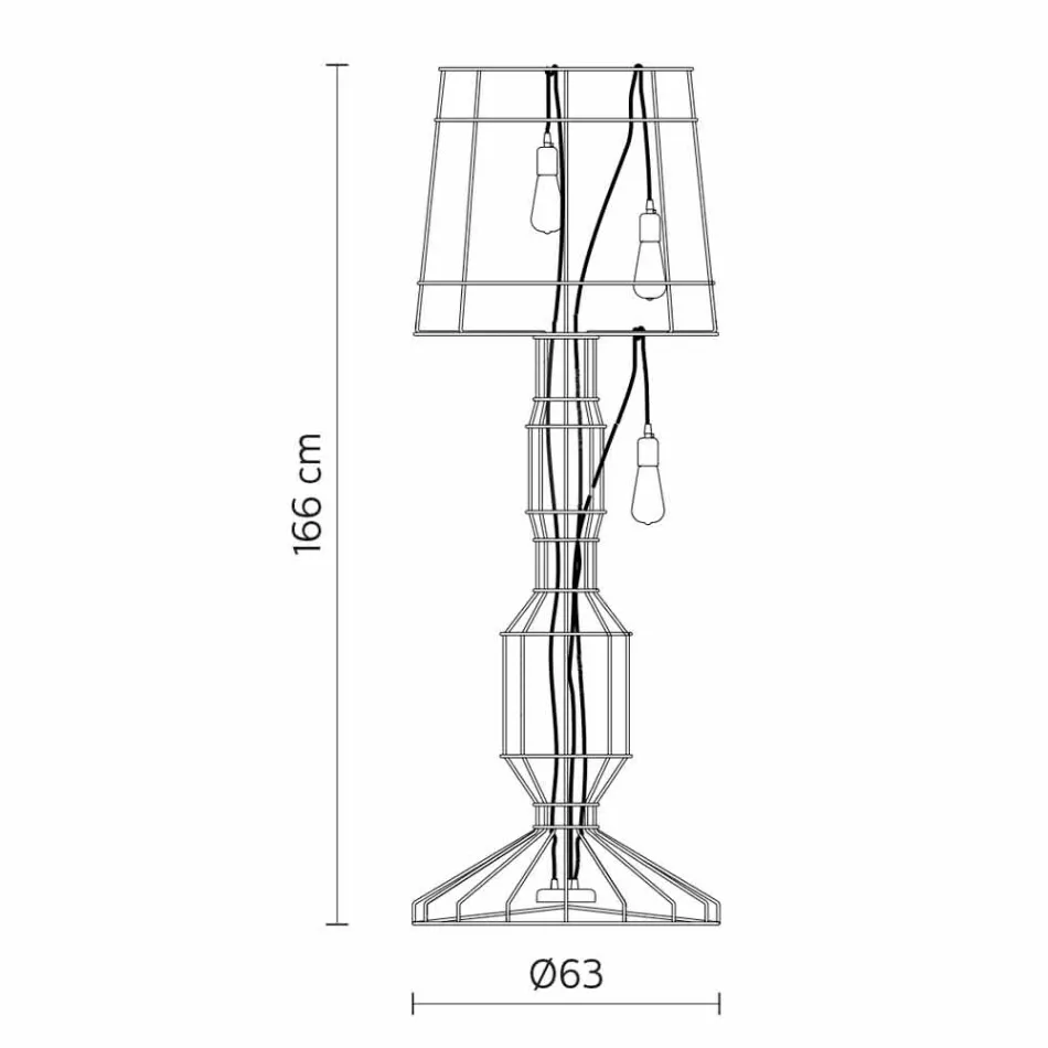 Lounge Floor Lamp 3 Lights in White or Natural Metal Minimal Style - Styling Viadurini
