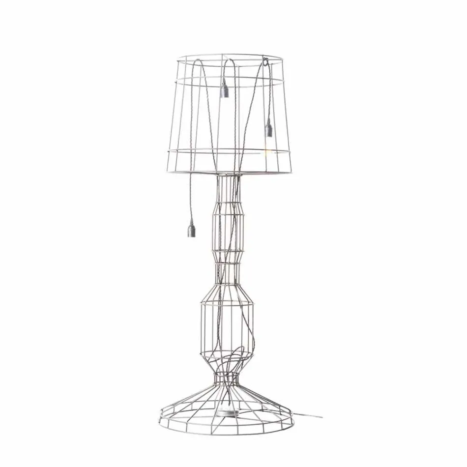 Lounge Floor Lamp 3 Lights in White or Natural Metal Minimal Style - Styling Viadurini