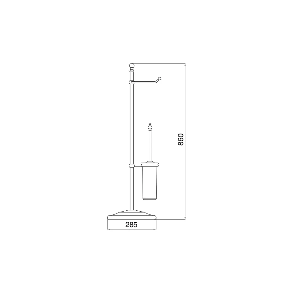 Vintage Terra Floor Lamp with Paper Holder and Toilet Brush Holder in Brass and Ceramic – Caen Viadurini