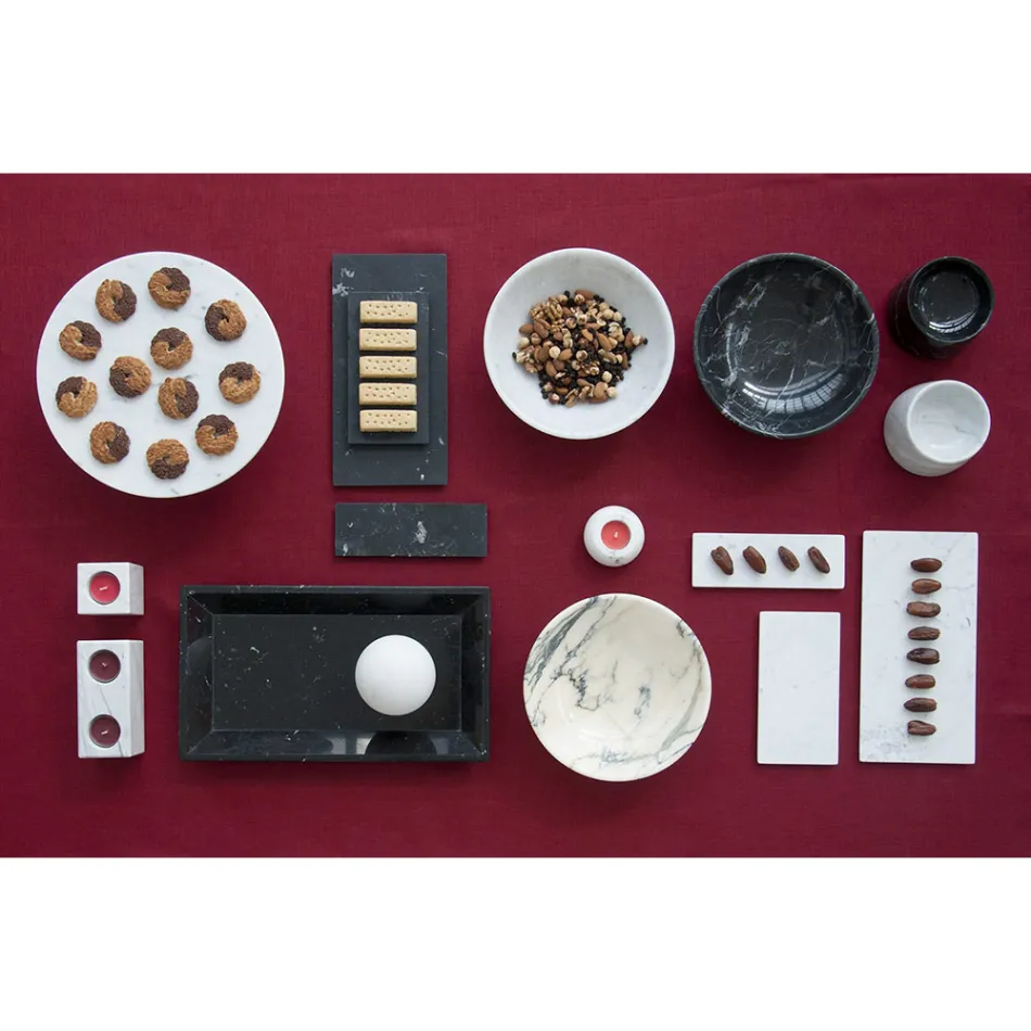 Round Cheese Plate in White or Black Marble Made in Italy - Kirby Viadurini