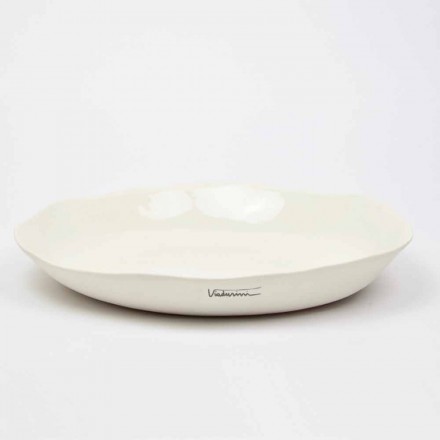Italian Luxury White Porcelain Round Serving Plate - Arcimaesta Viadurini