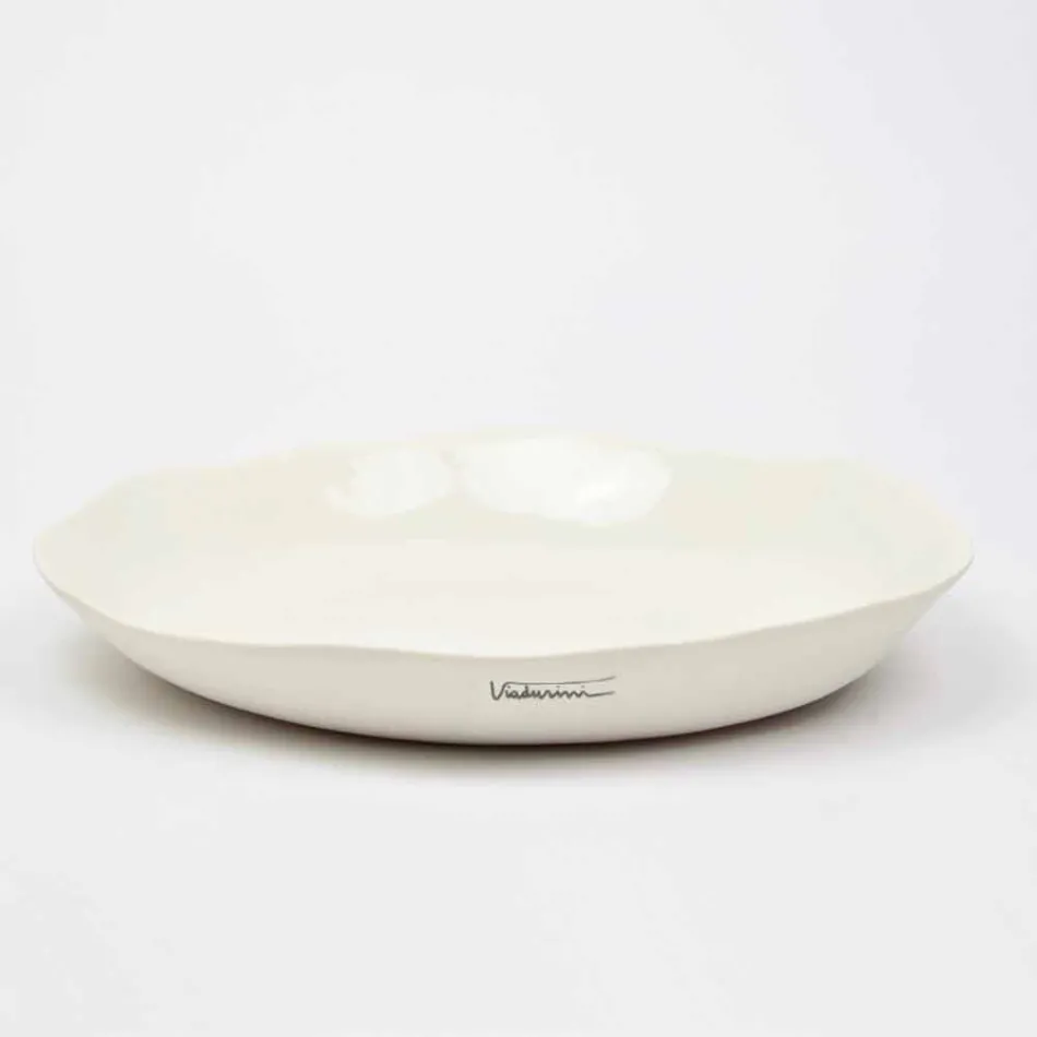 Italian Luxury White Porcelain Round Serving Plate - Arcimaesta Viadurini
