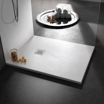 Shower Tray 100x80 in Resin Stone Effect Finish Modern Design - Domio Viadurini