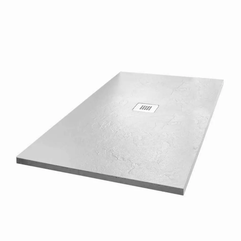 Slate Effect Resin 120x70 Shower Tray with Steel Grid - Sommo Viadurini