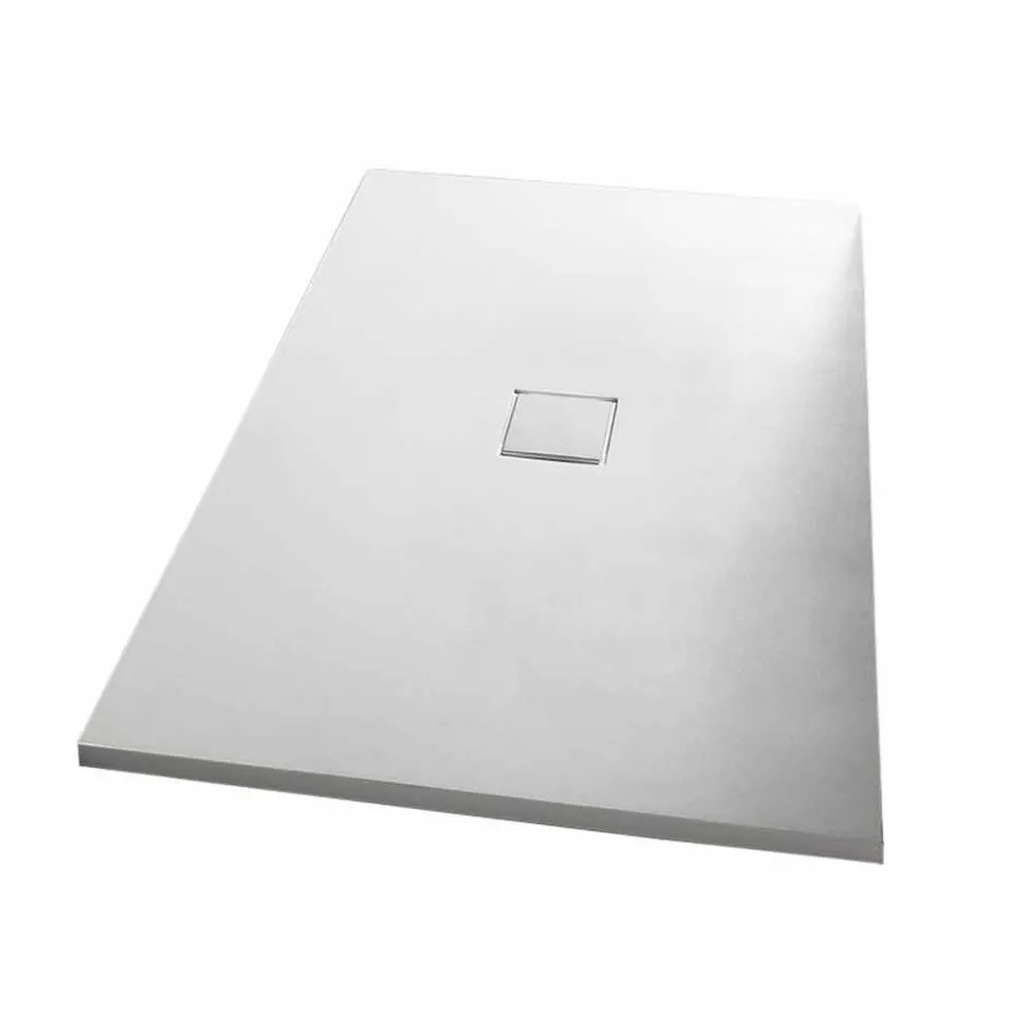 Resin Shower Tray 120x80 in Modern White Velvet Effect Finish - Estimo Viadurini