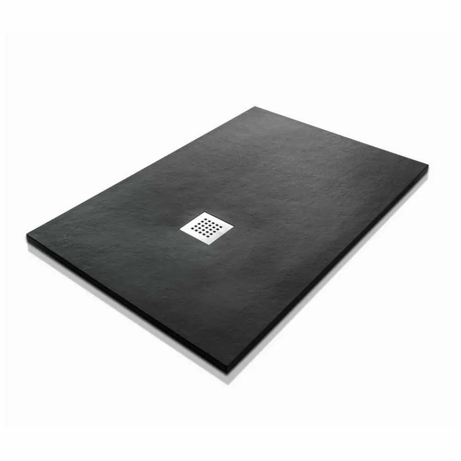 120x90 Shower Tray in Stone Effect Resin with Steel Grid - Domio Viadurini