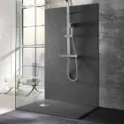 Shower Tray 140x70 in Stone Effect Resin with Steel Grid - Domio Viadurini