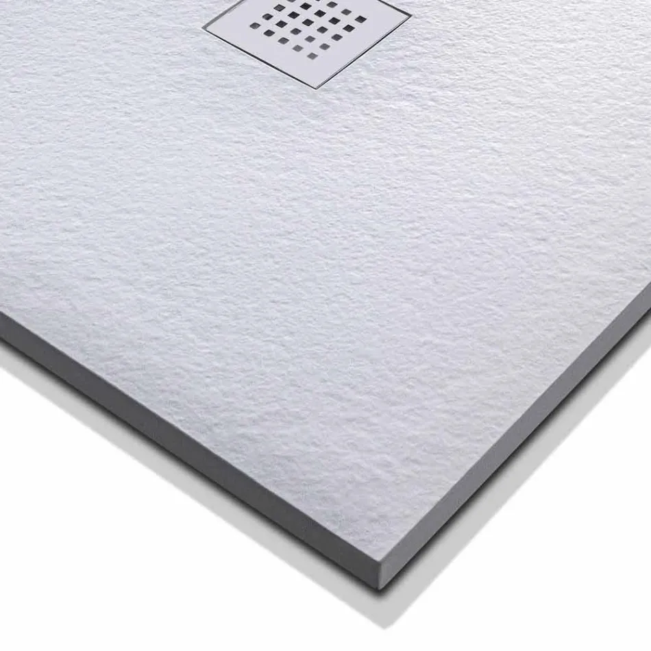 Shower Tray 170x70 in Stone Effect Resin with Steel Grid - Domio Viadurini