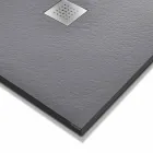 Shower Tray 170x70 in Stone Effect Resin with Steel Grid - Domio Viadurini