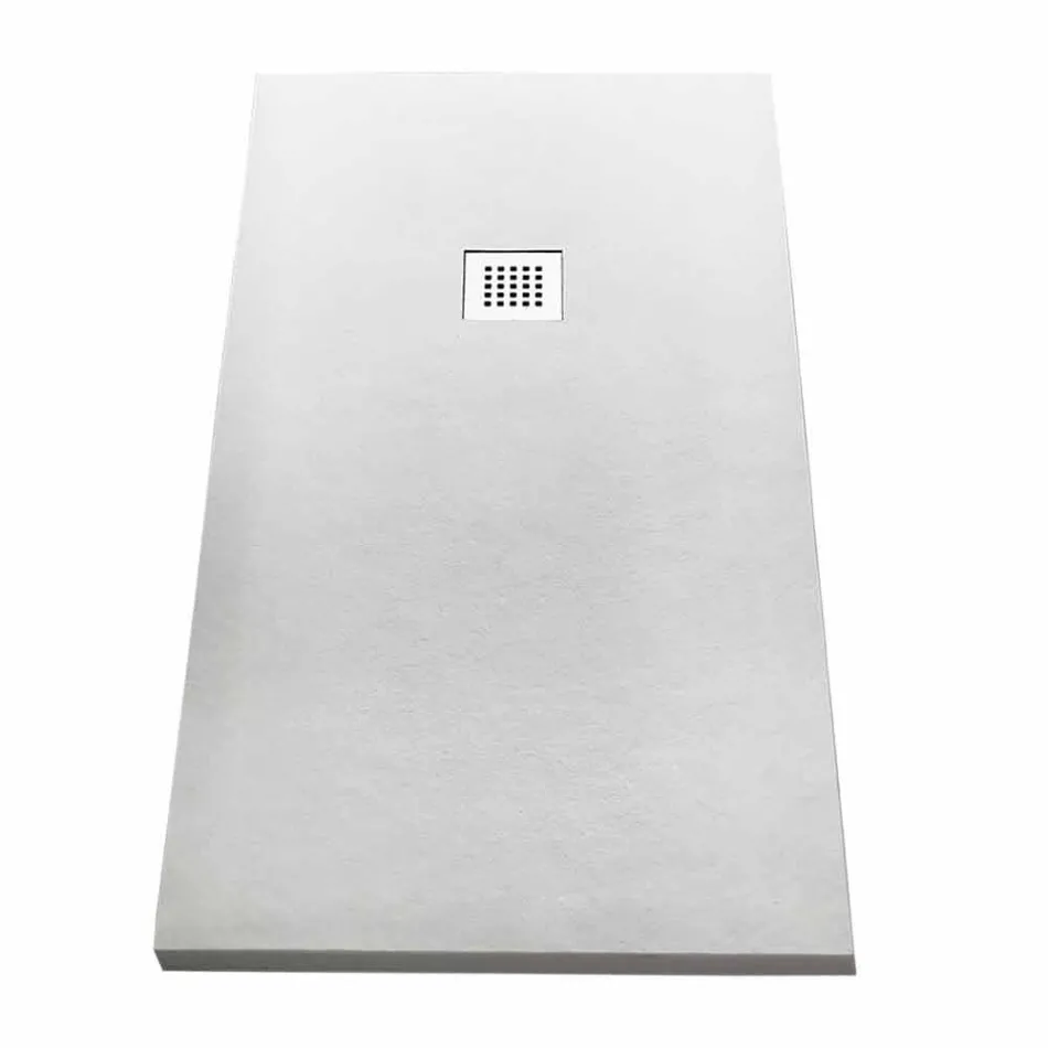 Shower Tray 170x80 in Stone Effect Resin with Steel Grid - Domio Viadurini