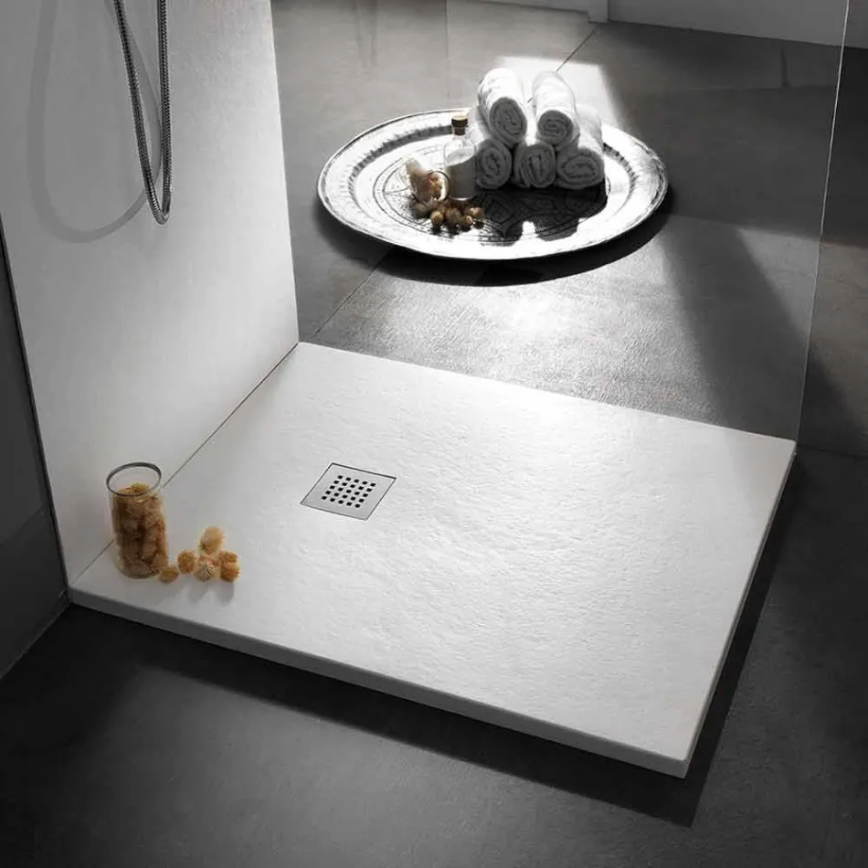 Modern Square Shower Tray 90x90 in Stone Effect Resin - Domio Viadurini