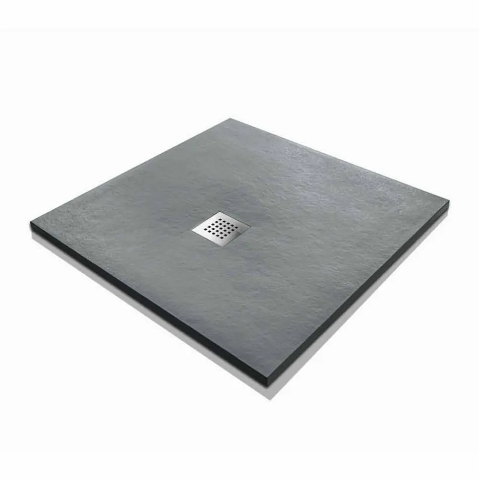 Square Shower Tray 80x80 in Resin with Modern Stone Effect Finish - Domio Viadurini