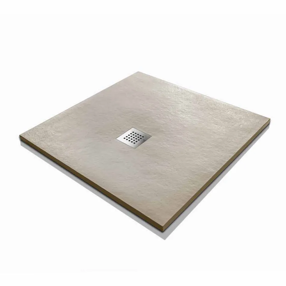 Square Shower Tray 80x80 in Resin with Modern Stone Effect Finish - Domio Viadurini