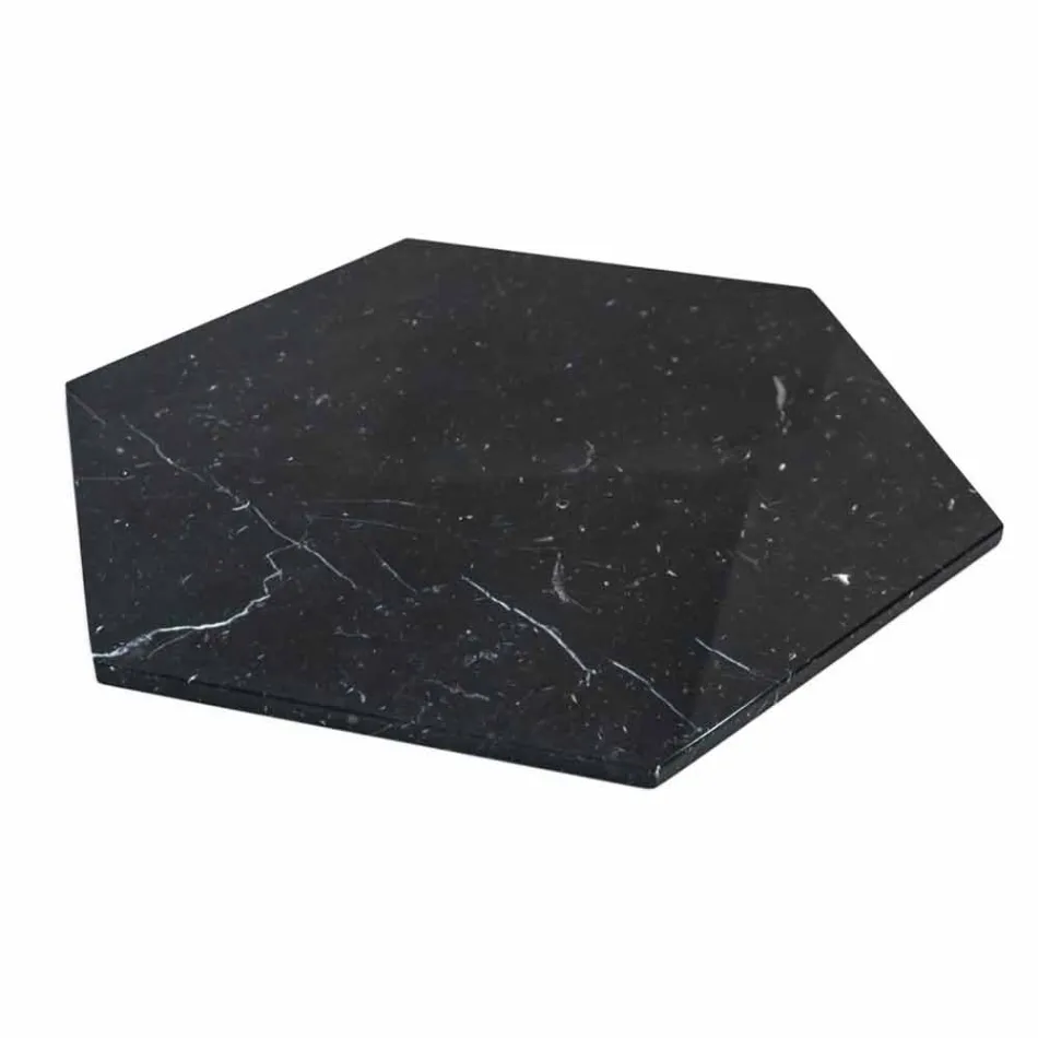 Hexagonal Serving Plate in White Carrara Marble or Black Marquinia - Ludivine Viadurini