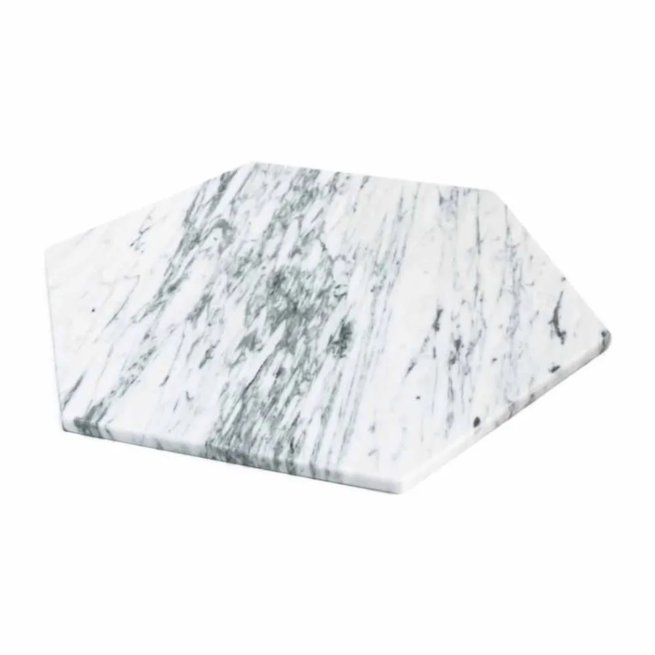 Hexagonal Serving Plate in White Carrara Marble or Black Marquinia - Ludivine Viadurini