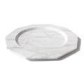 Large Dinner Plate in Satin Arabescato Marble of Italian Design - Rhodium