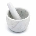 Small Mortar with Pestle in White Carrara Marble Made in Italy - Mirel Viadurini