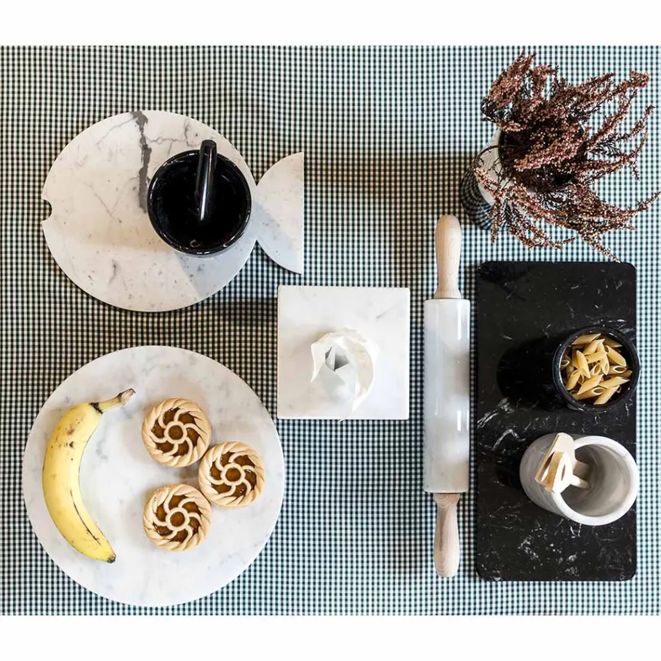 Small Mortar with Pestle in White Carrara Marble Made in Italy - Mirel Viadurini