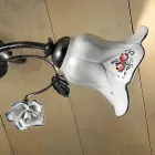 2 Lights Ceiling Lamp in Metal and Ceramic with Hand Painted Roses - Pisa Viadurini