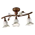 Artisan Ceramic 3-Light Ceiling Lamp with Rose Decoration - Pisa Viadurini