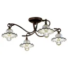 Ceiling Lamp with 3 or 4 Lights in Hand-Decorated Artisan Ceramic - Rome Viadurini