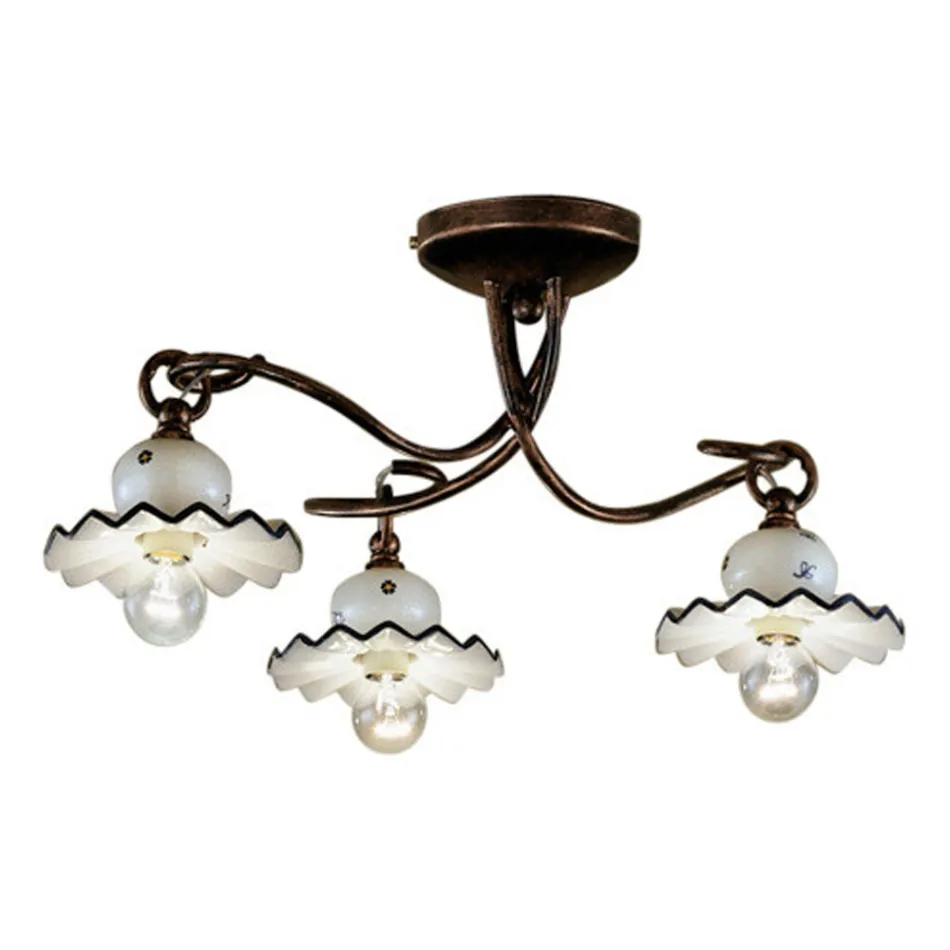 Ceiling Lamp with 3 or 4 Lights in Hand-Decorated Artisan Ceramic - Rome Viadurini
