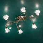 Vintage 6-Light Ceiling Lamp in Iron, Glass and Ceramic Roses - Siena Viadurini