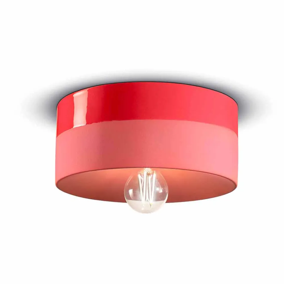 Circular Ceiling Light in Colored Ceramic Made in Italy - Ferroluce Pi Viadurini