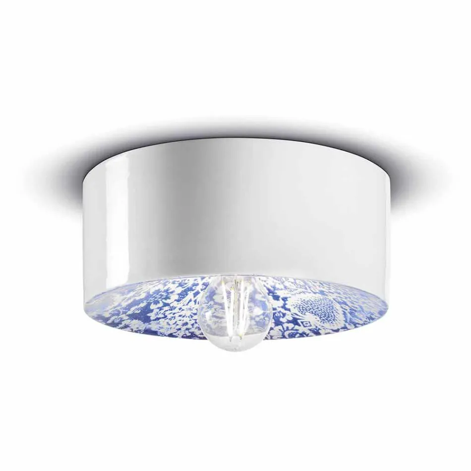 Circular Ceiling Light in Colored Ceramic Made in Italy - Ferroluce Pi Viadurini