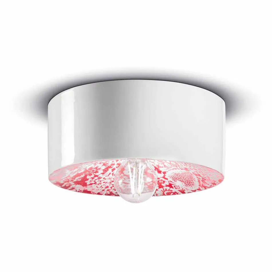 Circular Ceiling Light in Colored Ceramic Made in Italy - Ferroluce Pi Viadurini