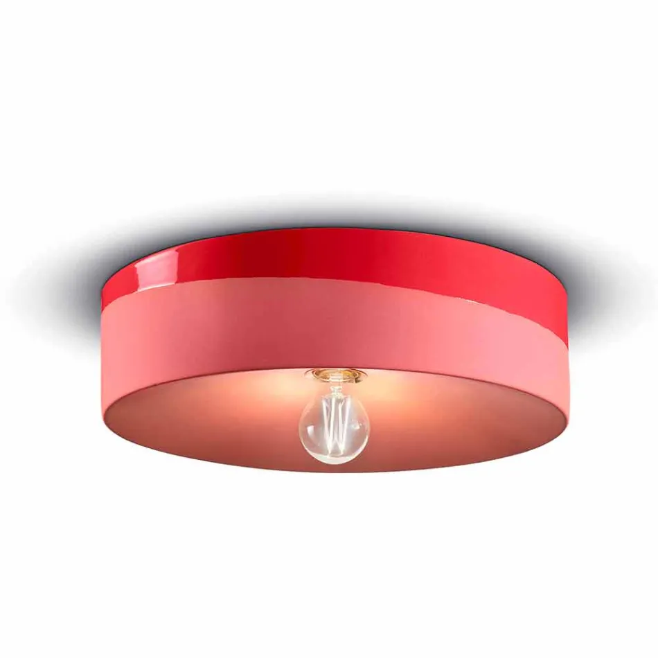 Circular Ceiling Light in Colored Ceramic Made in Italy - Ferroluce Pi Viadurini