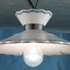 Artisan Ceiling Lamp in Hand Painted Embroidery Effect Ceramic - Ravenna Viadurini