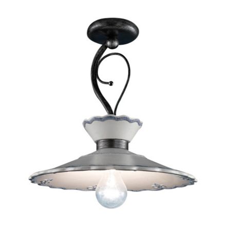 Artisan Ceiling Lamp in Hand Painted Embroidery Effect Ceramic - Ravenna Viadurini