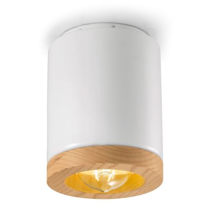 Nordic Style Artisan Wood and Ceramic Ceiling Lamp - Nateca Viadurini